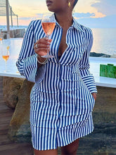 Stripe Shirt Dress Ins Street